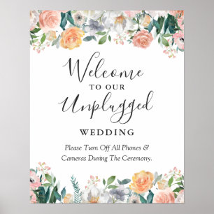 Affiche Panneau de mariage sans appareil photo Rose de jar