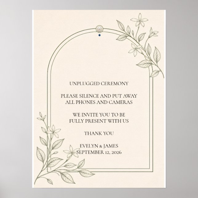 Affiche Panneau de mariage sans téléphone en grand caractè (Devant)