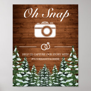 Affiche Panneau de mariage Snap en bois et forêt enneigés