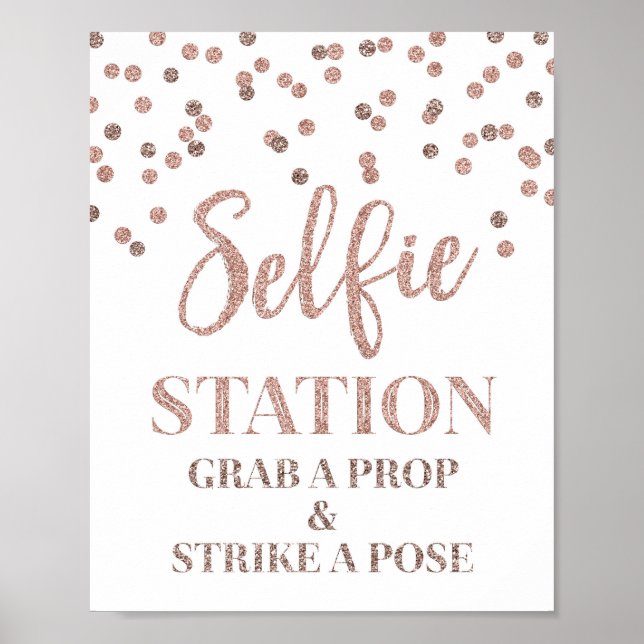 Affiche Panneau de mariage Station Selfie Rose Gold (Devant)