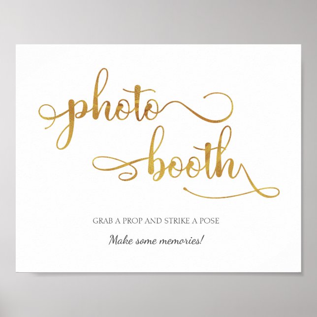 Affiche Panneau de mariage tendance "Photomaton" or blanc (Devant)