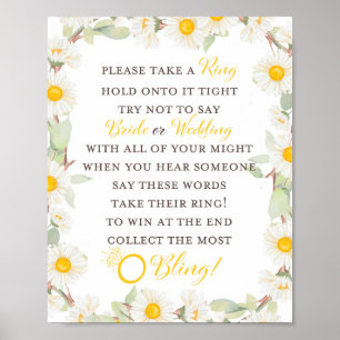 Affiche Panneau de Mariage Thématique Daisy de Printemps