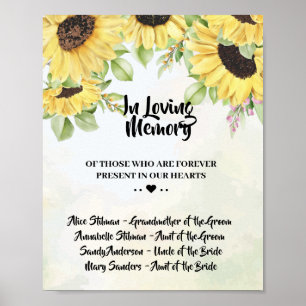 Affiche Panneau de mariage Tournesols En Mémoire Affectueu