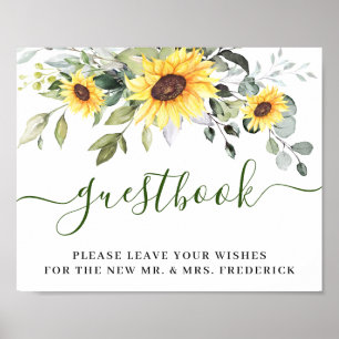 Affiche Panneau de mariage tournesols eucalyptus notre liv