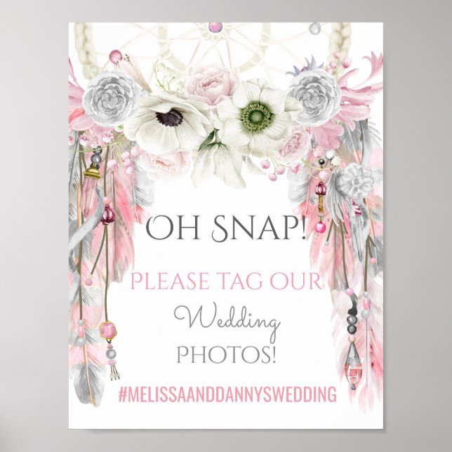 Affiche Panneau de mariage tribal boho Dream Catcher pour  (Devant)