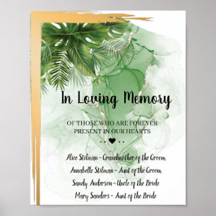 Affiche Panneau de mariage Tropical Palm In Loving Memory
