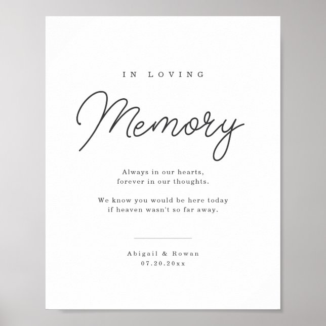 Affiche Panneau de mémorial de mariage à écriture minimali (Devant)