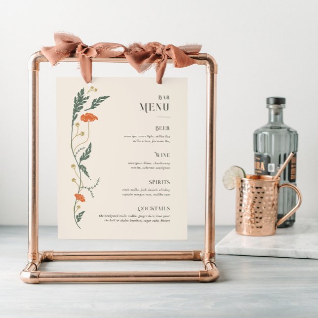 Affiche Panneau de menu Art Nouveau vintage (Vintage Art Nouveau Bar Menu Sign)