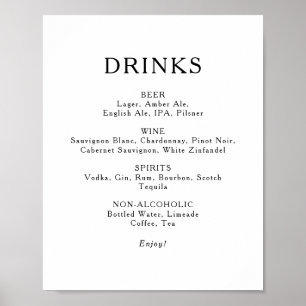 Affiche Panneau de menu Classique Minimaliste Mariage Bois