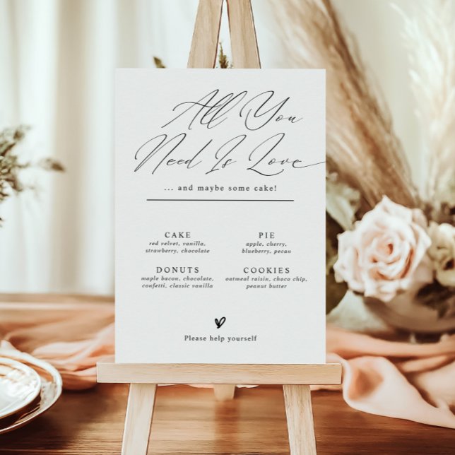 Affiche Panneau de menu de bar à desserts de mariage minim (Créateur téléchargé)