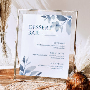 Affiche Panneau de menu de bar à desserts floral aquarelle