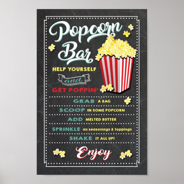 Affiche Panneau de menu de bar à popcorn pour fête (Devant)