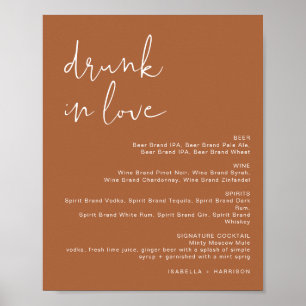 Affiche Panneau de menu de bar 'Amoureux ivre' en terre cu