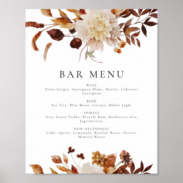 Affiche Panneau de menu de bar automnal en terre cuite boh (Devant)