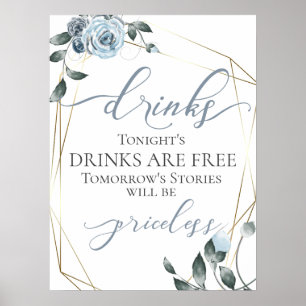 Affiche Panneau de menu de bar de boissons gratuites drôle