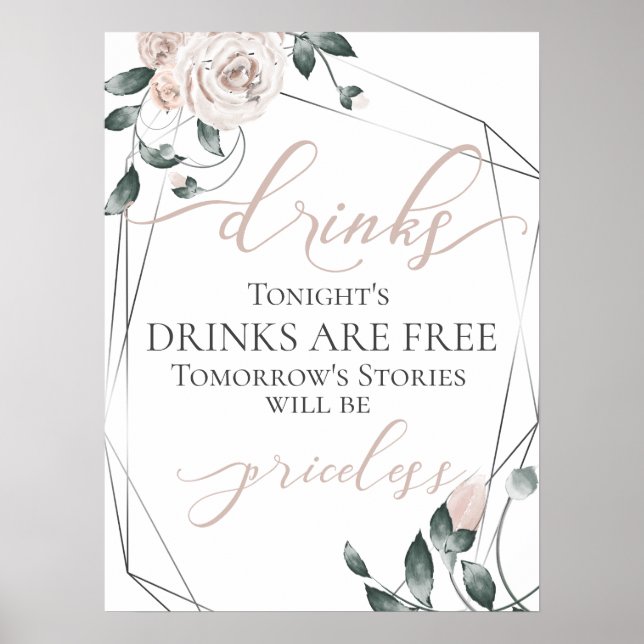 Affiche Panneau de menu de bar de boissons gratuites drôle (Devant)