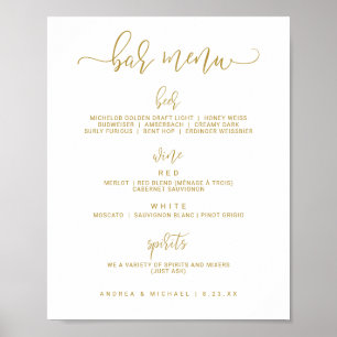 Affiche Panneau de menu de bar de mariage - Bounce Script