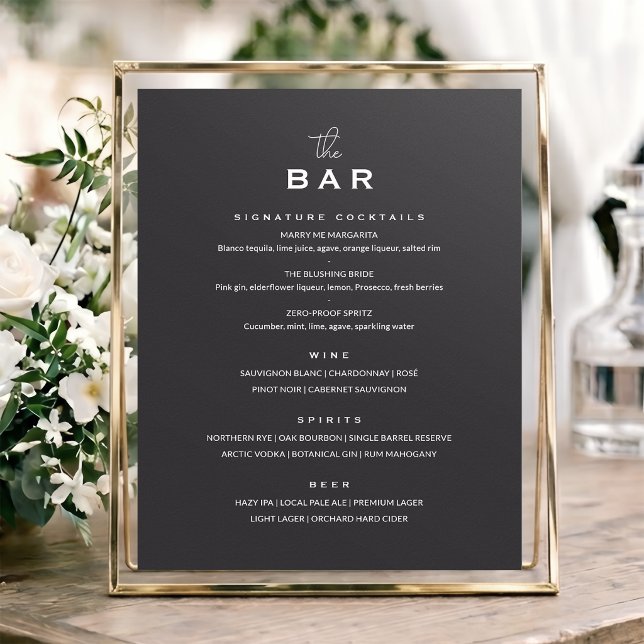 Affiche Panneau de menu de bar de mariage classique chic m (Créateur téléchargé)