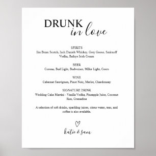 Affiche Panneau de menu de bar de mariage imprimable Amour