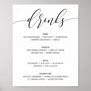 Affiche Panneau de menu de bar de mariage rustique moderne