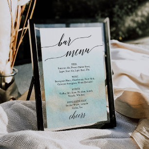 Affiche Panneau de menu de bar de plage à l'aquarelle Aqua