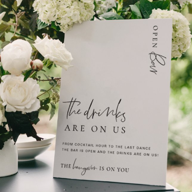 Affiche Panneau de menu de bar ouvert minimal moderne Este (Estelle Open Bar Sign )