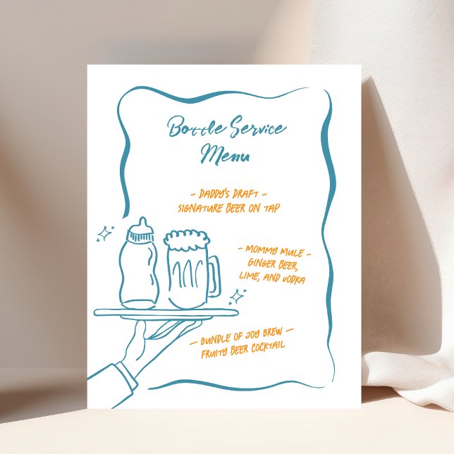 Affiche Panneau de menu de bar pour Baby Shower avec servi (Créateur téléchargé)