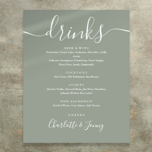 Affiche Panneau de menu de boissons à écriture signature v