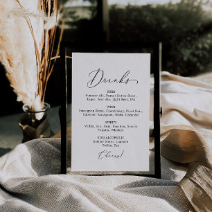 Affiche Panneau de menu de boissons de mariage à calligrap