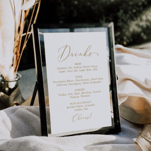Affiche Panneau de menu de boissons de mariage à calligrap