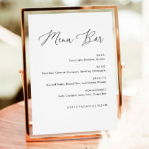 Panneau de menu de boissons de mariage à calligrap