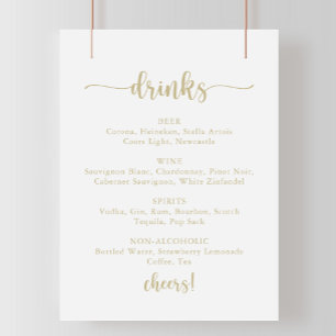 Affiche Panneau de menu de boissons de mariage à calligrap