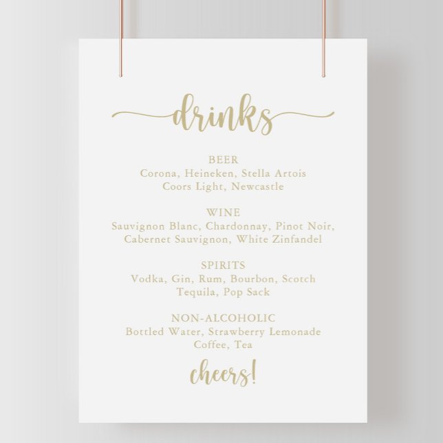 Affiche Panneau de menu de boissons de mariage à calligrap (Créateur téléchargé)