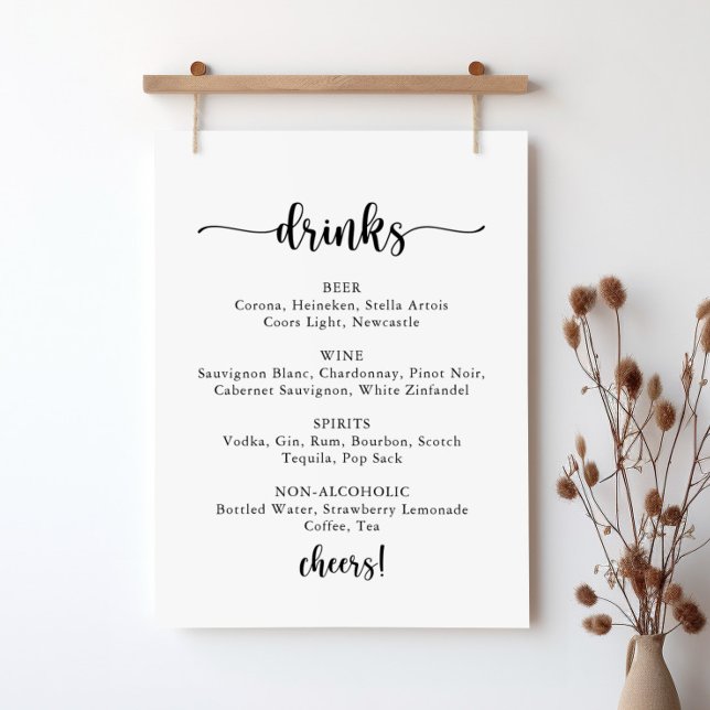 Affiche Panneau de menu de boissons de mariage à calligrap (Créateur téléchargé)