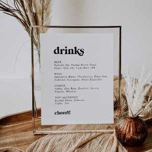 Affiche Panneau de menu de boissons de mariage à typograph