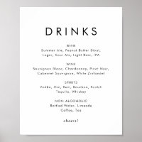 Panneau de menu de boissons de mariage à typograph
