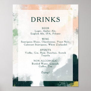 Affiche Panneau de menu de boissons de mariage abstrait co