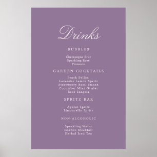 Affiche Panneau de menu de boissons de mariage en calligra