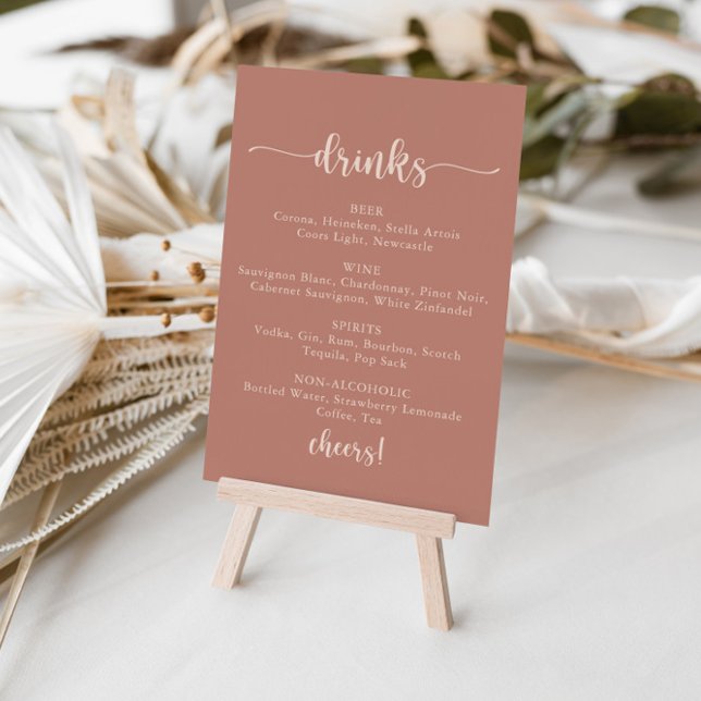 Affiche Panneau de menu de boissons de mariage en terre cu (Créateur téléchargé)