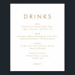 Affiche Panneau de menu de boissons de mariage en typograp<br><div class="desc">Ce panneau de menu de boissons de mariage en typographie dorée chic est parfait pour un mariage moderne. Le design simple présente une typographie dorée et blanche minimaliste classique avec une ambiance rustique bohème. Personnalisable dans n'importe quelle couleur. Gardez le design minimal et élégant, tel quel, ou personnalisez-le en ajoutant...</div>