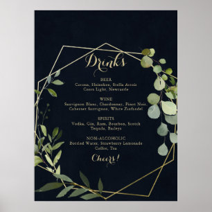 Affiche Panneau de menu de boissons de mariage géométrique