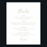 Affiche Panneau de menu de boissons de mariage minimaliste<br><div class="desc">Ce panneau de menu de boissons de mariage minimaliste simple or est parfait pour un mariage moderne. Le design simple et élégant présente une typographie de script classique et chic en or.</div>