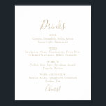Affiche Panneau de menu de boissons de mariage minimaliste<br><div class="desc">Ce panneau de menu de boissons de mariage minimaliste simple or est parfait pour un mariage moderne. Le design simple et élégant présente une typographie de script classique et chic en or.</div>