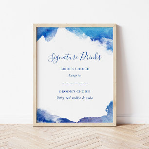 Affiche Panneau de menu de boissons de mariage Sapphire Ti