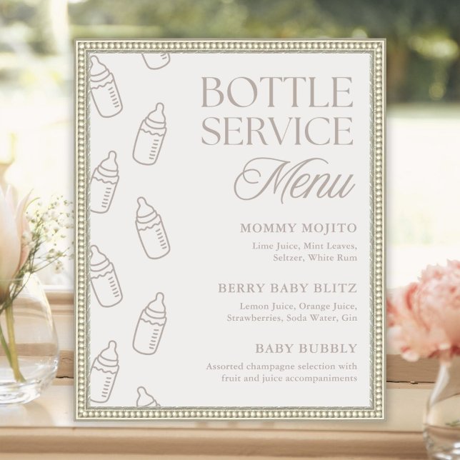 Affiche Panneau de menu de boissons de service de bouteill (Créateur téléchargé)
