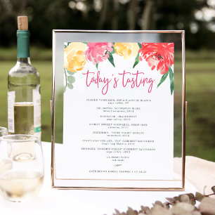 Affiche Panneau de menu de dégustation de vin du jardin de