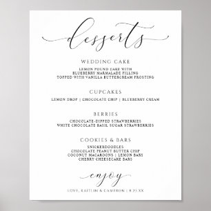 Affiche Panneau de menu de desserts de mariage écriture él