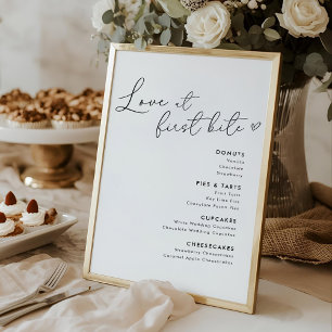 Affiche Panneau de menu de desserts de mariage Love at Fir