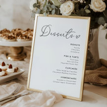 Panneau de menu de desserts de mariage Modern Hear