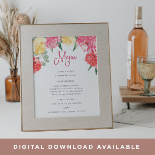 Affiche Panneau de menu de jardin de Rosé